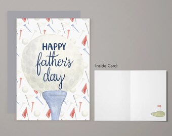 Father's Day Golf Ball Greeting Card | Notecard | Watercolor Greeting Card | Mother Father Day | Parent | Love | Gratitude | Tee | Sport