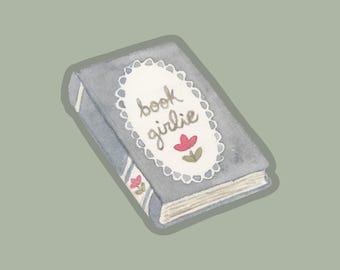 Book Girlie | Bookshelf Sticker | Waterproof | Hand Lettered | Reading | Blue | Flower