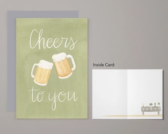 Cheers to You Greeting Card | Birthday Card | Notecard | Watercolor Greeting Card | Congrats | Beers | Congratulations | Celebrate