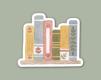 Book Row | Bookshelf Stack Sticker | Waterproof | Reading | Multicolor