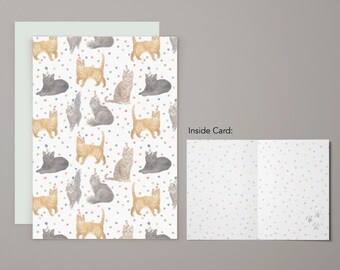 Party Cats Greeting Card | Birthday Card | Notecard | Watercolor Greeting Card | Birthday Cat | Kitten | Party Hats | Celebrate
