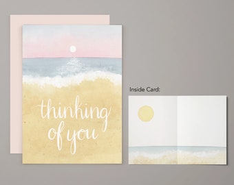 Thinking of You Card | Watercolor Beach Seascape Notecard