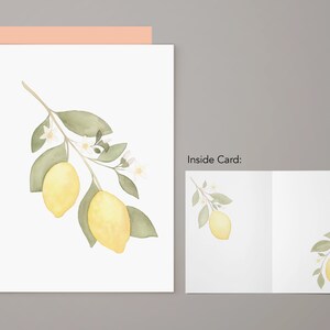 Lemon Branch Greeting Card | Floral | Fruit Tree | Notecard | Watercolor Greeting Card | Lemons | Green Stripe | Garden | Botanical