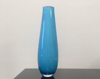 Italian vase space age  sky blue opaline glass 1970