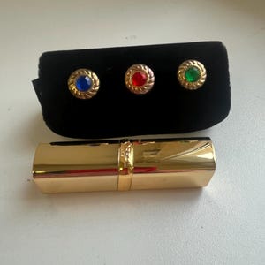 Vintage black velvet lipstick case with a mirror handbag makeup accessory 1980