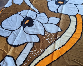 Vintage Finnish Marjatta Metsovaara  design Gardenia colorful fabric 129 X 109 cm leaf pattern design cotton sewing crafting projects 1990
