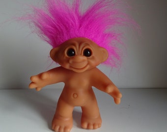 Russ Dam doll troll figurine 17 cm with pink hair collectibles toy history  1980