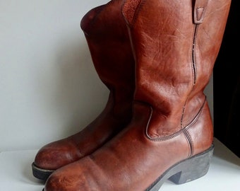 Cowboy boots USA Georgia western brown leather 13 M size rancher farmer 1980