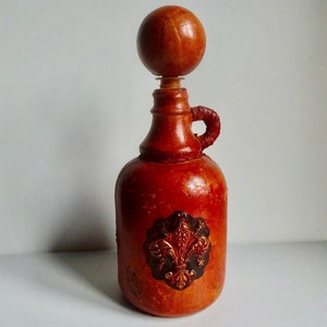 African bottle flask with cork tribal table bar decor 1980s