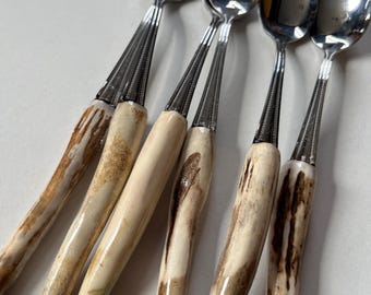 Vintage spoons with deer antler twisted handles