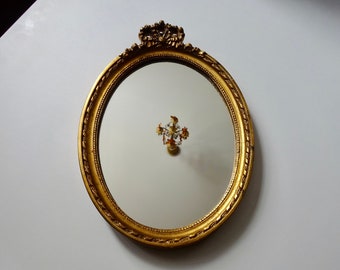 Antique French wall mirror carved wooden ornate gold gilt victorian style shabby chic 1940