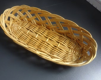 Sweden basket tray large wicker thick for kitchen storage primitive rustic farmhouse decor 1980