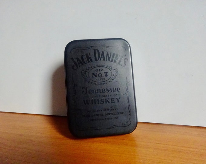 Jack Daniels Whiskey Metal Box With Lid Squared Home Storage Cigars