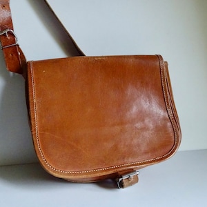 Umhängetasche Büffelleder Braun 1980er