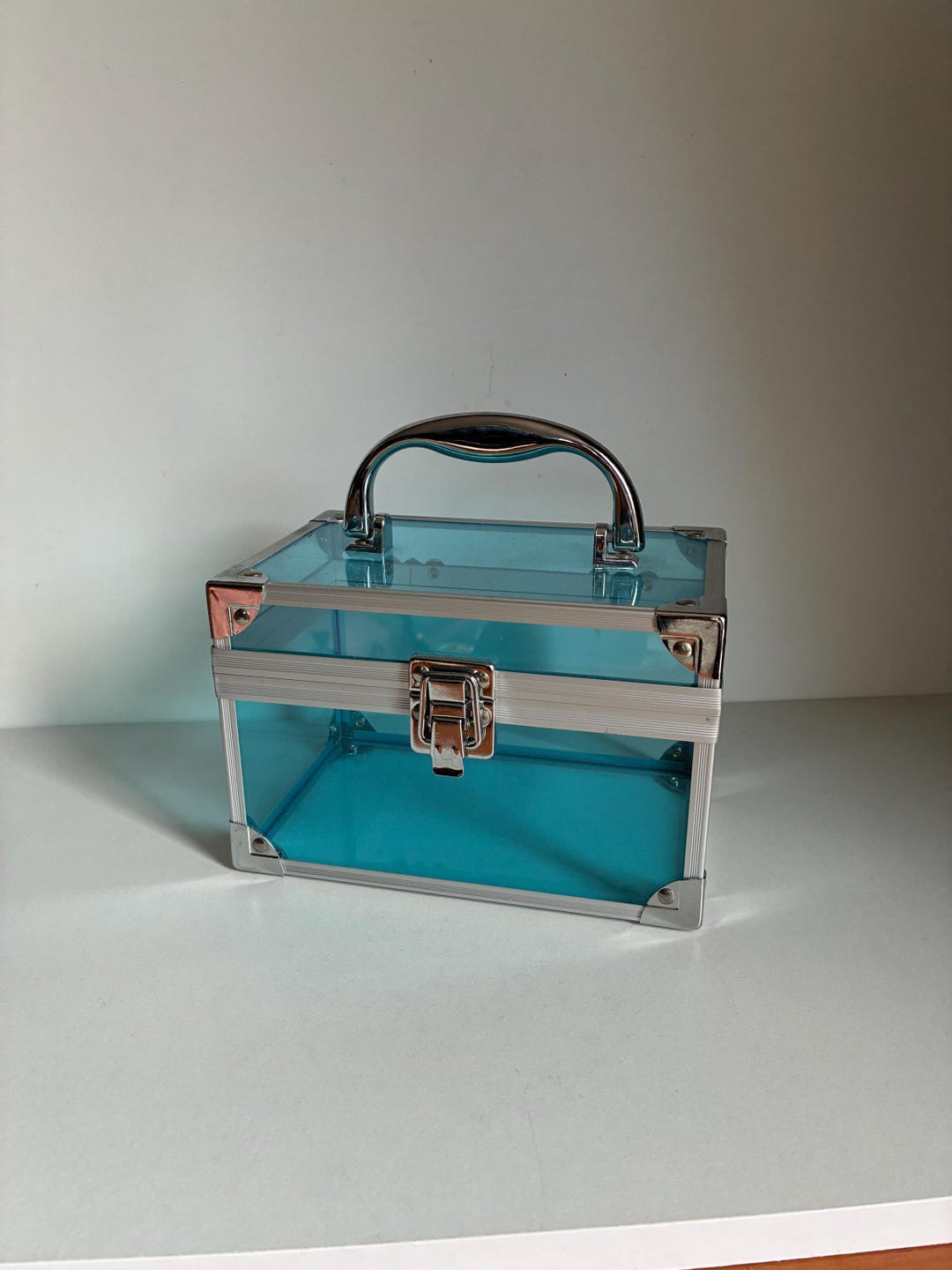 Vintage Blue Transparent Chest Container Box - Etsy