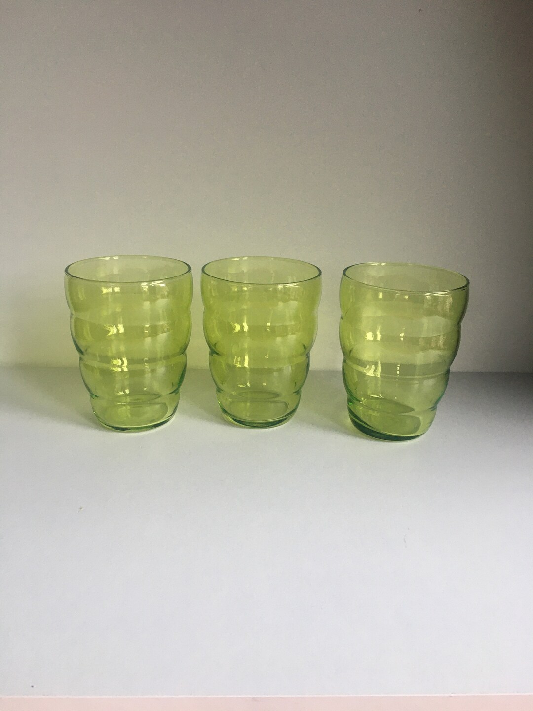 Vintage Sweden Set of 3 Skoja Ikea Wavy Tumblers Glasses Beehive Green Bar Drink Ware 2000 Etsy UK