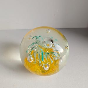 Vintage glass globe  paperweight  hand blown  1980
