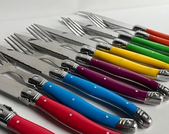 Set von 12 Laguiole Design bunte Besteck Küchenteile