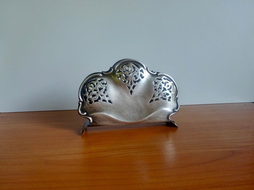 Sweden Napkin Holder Silver Plated Elegant Rich Dispenser Engraved