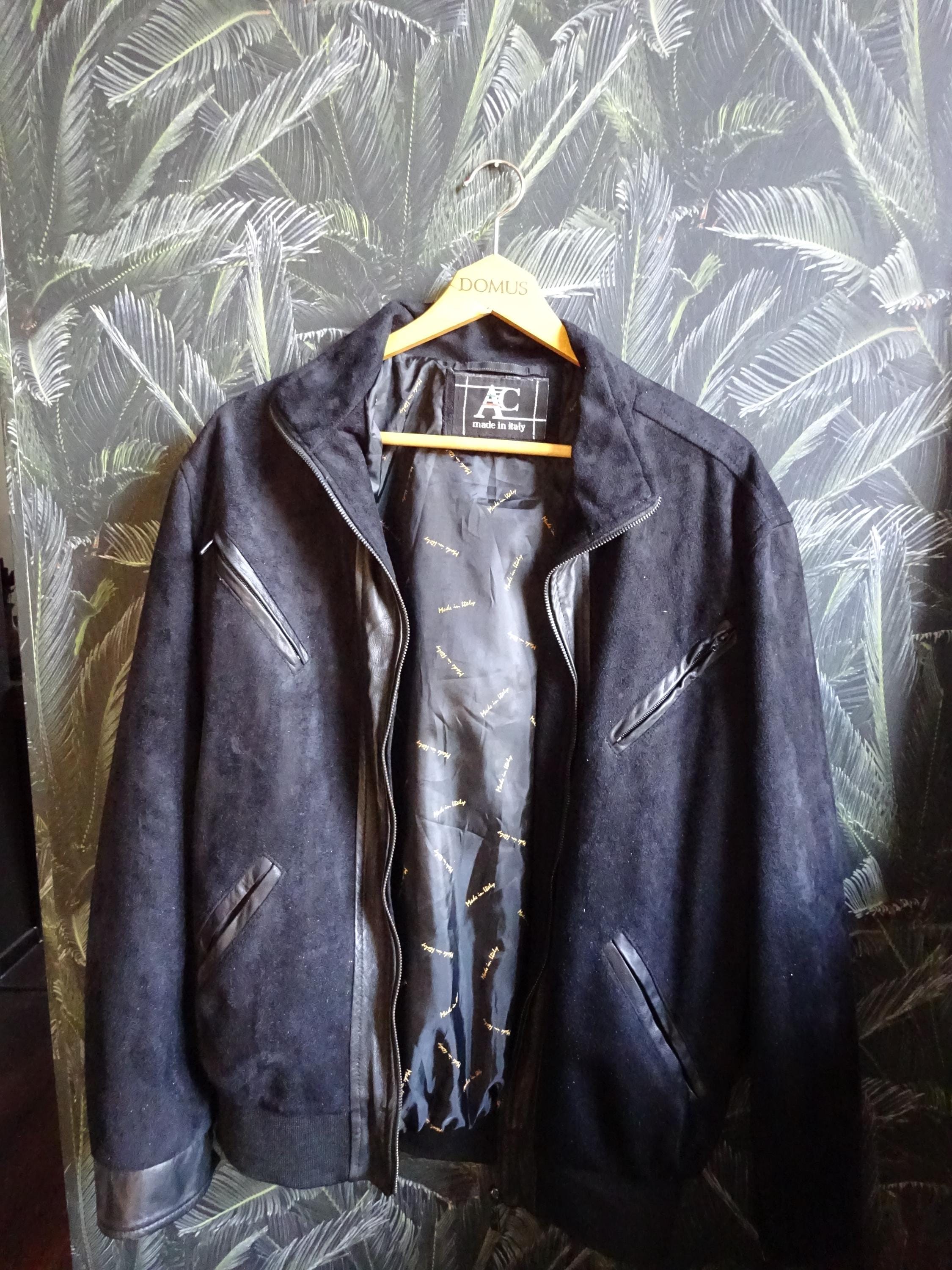 Italian XL Black Bomber Jacket - Etsy