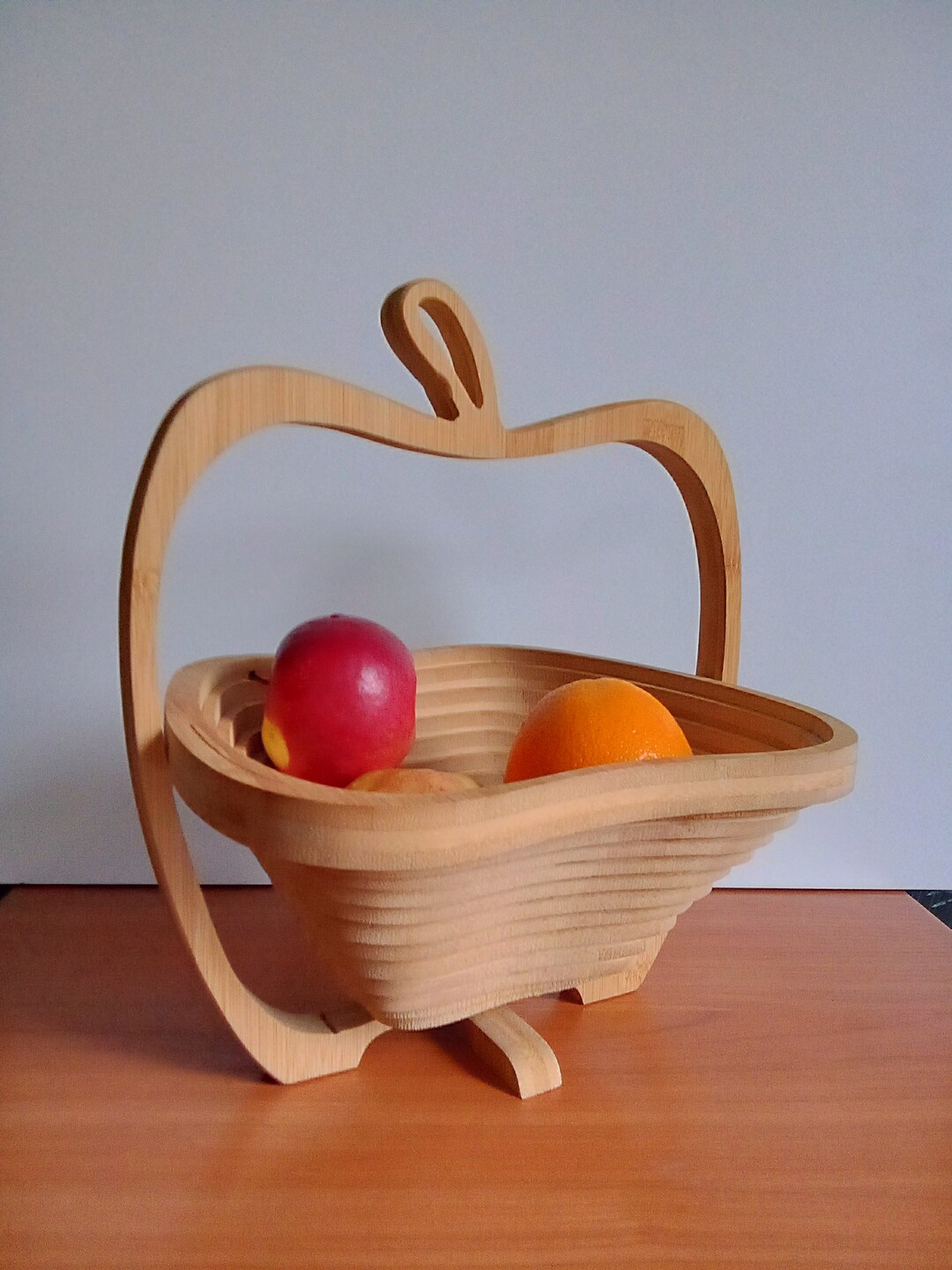 Folding Fruit Bowl Tray Apple Shaped. Table Center Piece Mobile Movable