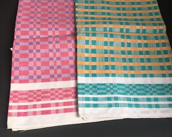 Sweden kitchen towels bath  mint multicolor squared motive linen table decor 1980
