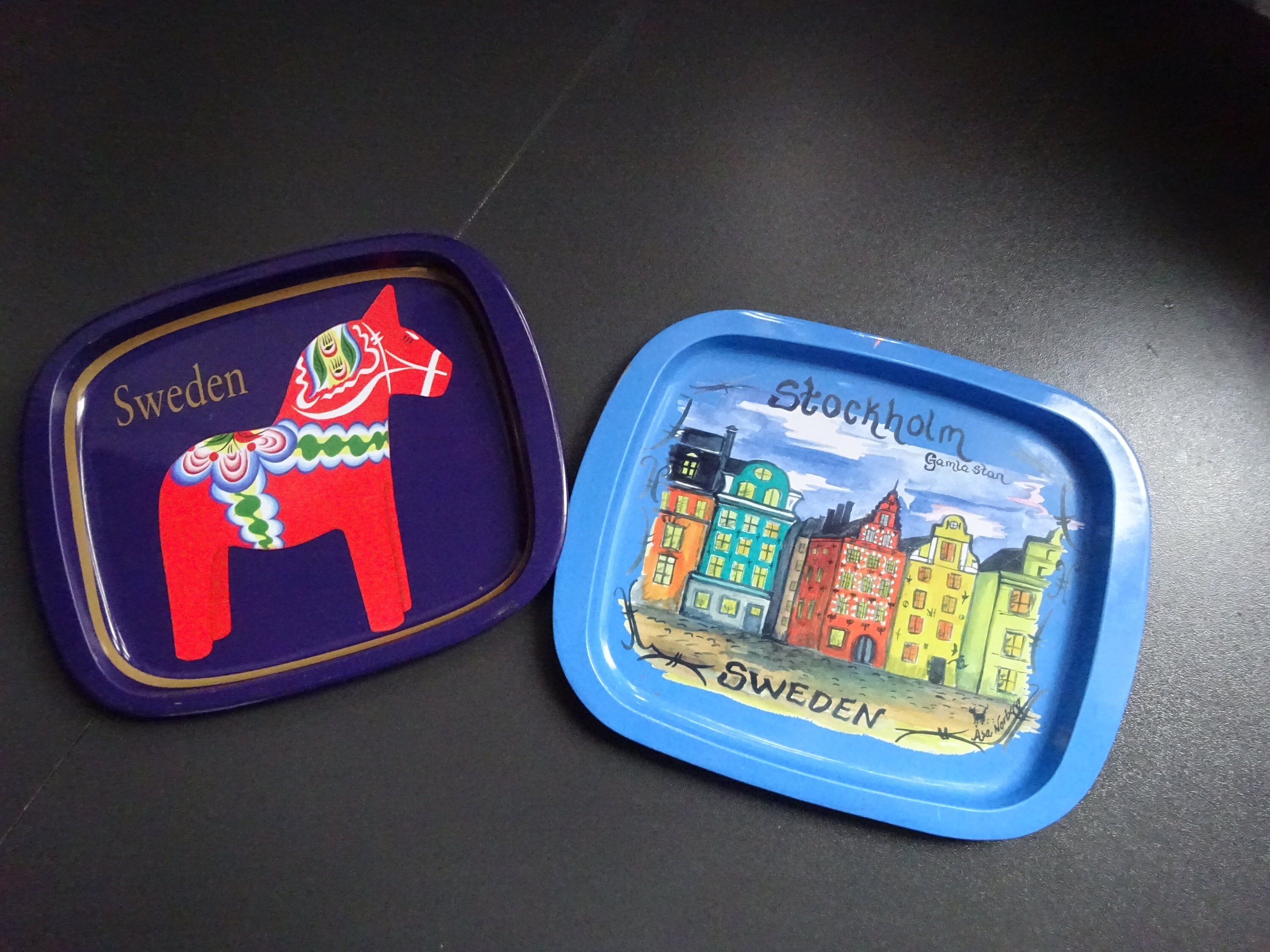 Sweden Dala Stockholm metal trays 1990s