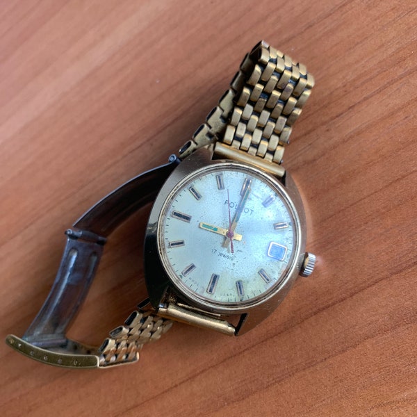 Poljot wrist watch gold plated Au 10  retro accessories 1970