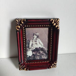 Vintage small burgundy photo portrait picture frame