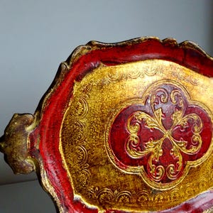 Vintage Italian Florentine Wooden Tray Gilded Ornate Carved Red Gold ...