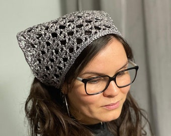 Monaco Triangle Kerchief Crochet Pattern PDF Video Tutorial Lace Headband Bandana Boho Head Covering