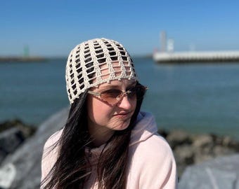 Easy Crochet Mesh Beanie Pattern PDF + Video Tutorial, Adjustable Ponytail Hat, Beginner-Friendly Design