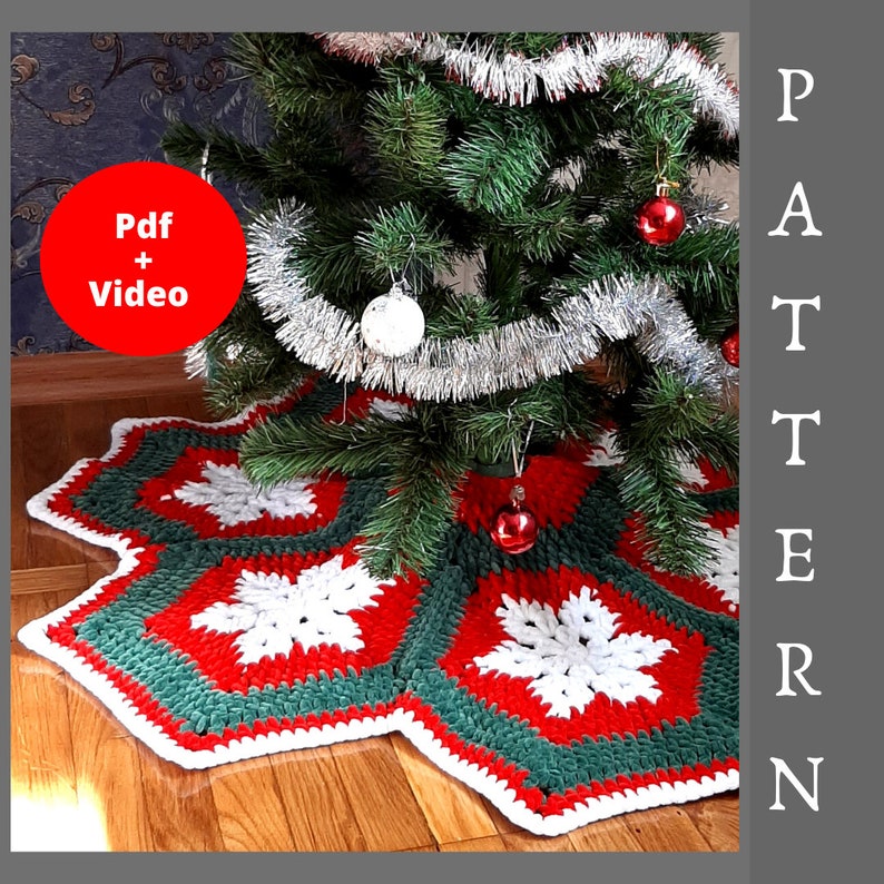 Christmas Tree Skirt Crochet Pattern Christmas Vintage Colors Etsy