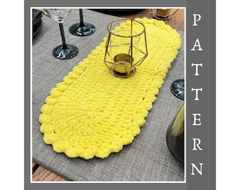 Crochet Oval Plush Easter Table Runner Pattern (PDF + Video) | Easy Crochet Doily Table Decor, Coaster Style