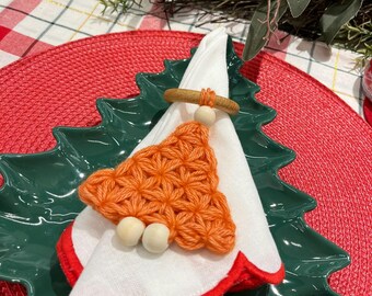 Crochet Napkin Holder Pattern Christmas Tree & Ornaments Set - 3 Sizes PDF + Video   Crochet Napkin Rings, Nativity Ornaments, Table Decor