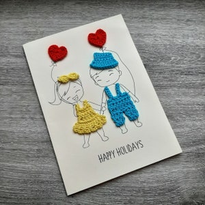 Padrão de cartões de crochê para o dia das mães em PDF + tutorial em vídeo, cartão postal Love is in air, cartão de dia dos namorados, cartão de boas festas