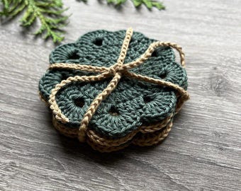 Flower coaster crochet pattern  (PDF + Video) Scalloped edges, Coaster set, Cute coffee  coaster digital download