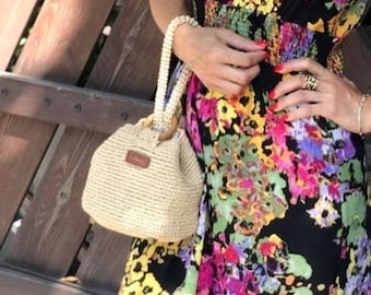 Patrón de bolso de rafia a crochet: bolso de mano, cartera de muñeca, monedero para celular (patrón en PDF + video tutorial) Patrón de bolso a crochet
