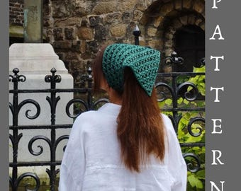Crochet Bandana Pattern: Kerchief Head Scarf (PDF+Video)