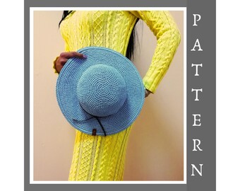 Modello per cappello da sole all'uncinetto in rafia: cloche estivo da donna, modello Panama, tutorial in PDF e video.