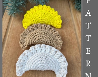 Pierogi Ornament Crochet Pattern: Dumpling Decoration (Digital Download) (PDF Pattern + Video) food pattern Ukrainian ornaments