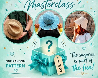 Surprise Crochet Hat Pattern – Random Raffia Hat Pattern – 1 of 3 Crochet Hat Tutorials – Digital PDF + Video, Mystery Box Masterclass