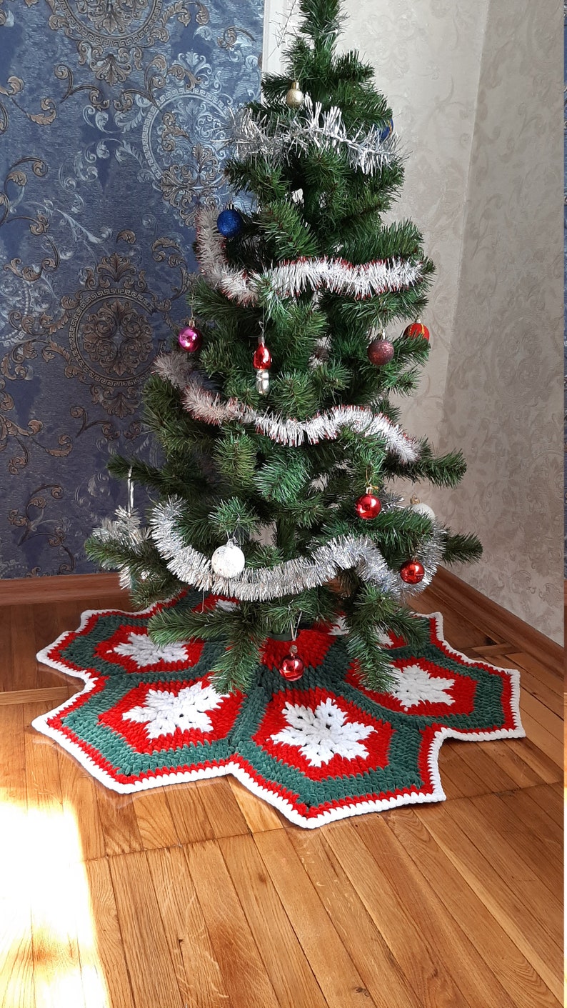 Christmas Tree Skirt Crochet Pattern Christmas Vintage Colors Etsy