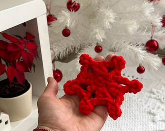 Crochet Sea Starfish Pattern: Easy Yule Ornament (PDF + Video Tutorial Christmas Plush Snowflake