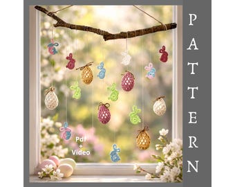 Easter Bunny Crochet Pattern + Easter Egg Cover (PDF Pattern + Video) - Crochet Pattern Bundle, Amigurumi Rabbit, Spring Decor DIY Tutorial