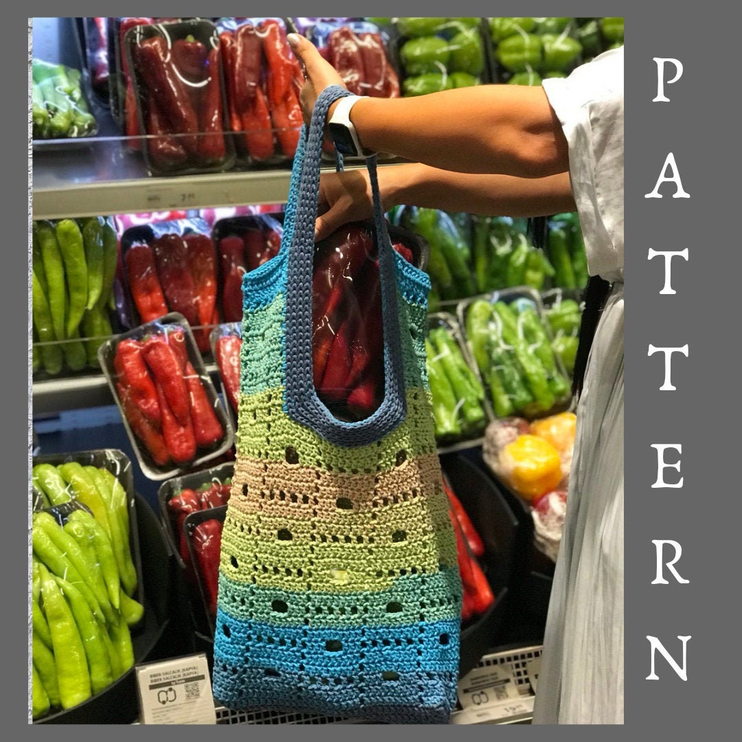 Market Bag Crochet Pattern Mesh Bag Crochet Pattern Net Tote Bag ...