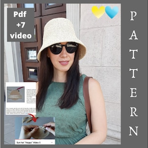 Crochet bucket hat pattern Sun hat pattern Women crochet hat pattern Summer hat pattern Panama hat women Raffia bucket hat