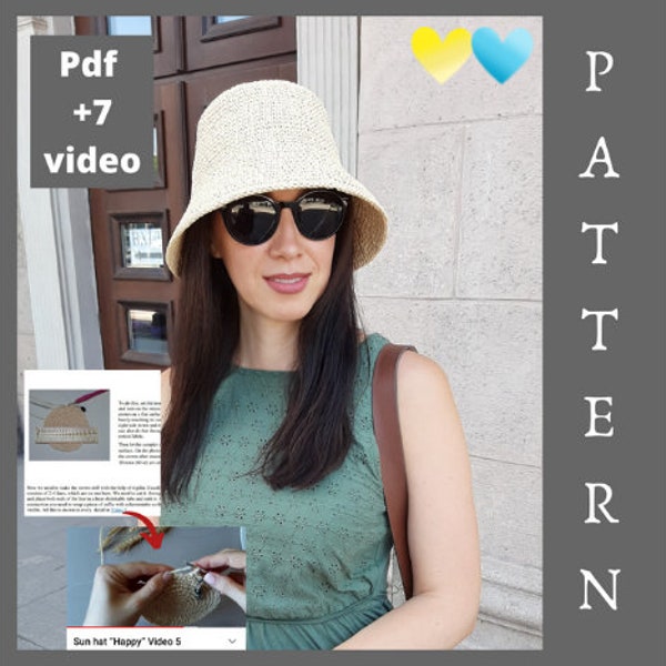 Crochet bucket hat pattern Sun hat pattern Women crochet hat pattern Summer hat pattern Panama hat women Raffia bucket hat