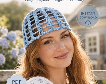Messy Bun Beanie Crochet Pattern PDF + Video Tutorial - Ponytail Hat