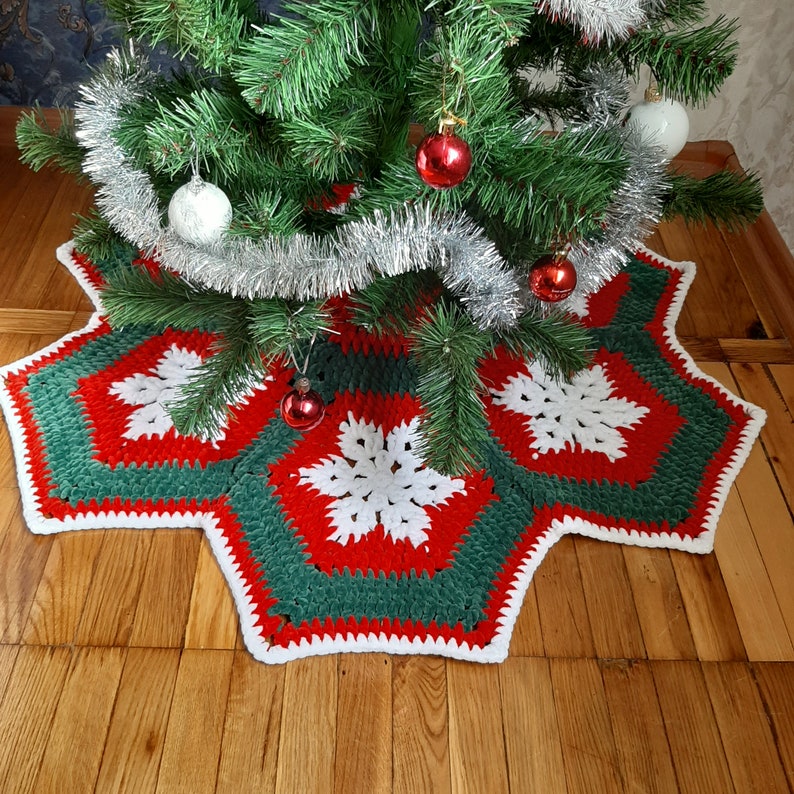 Christmas Tree Skirt Crochet Pattern Christmas Vintage Colors Etsy